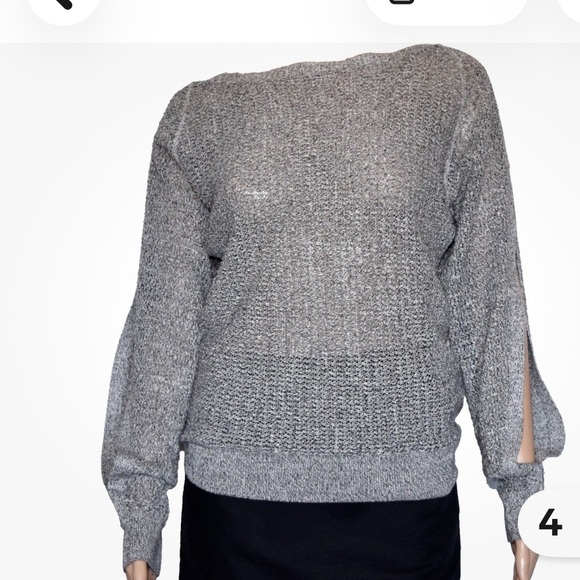 All Saints Gray Slit Sleeve Sweater - Picture 2 of 7